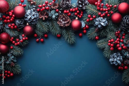 seasonal social media background design featuring a festive christmas theme with ample blank space for text ideal for holiday promotions and cheerful messaging photo