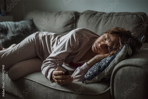 person sleeping on sofa