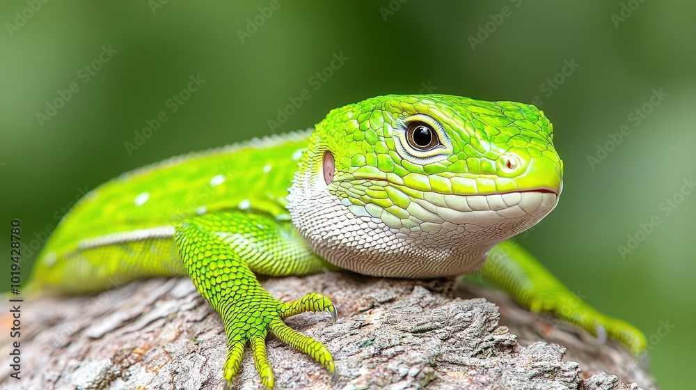 Green Lizard Close Up on Tree Branch Reptile Wildlife Nature Photography Green Lizard Close Up on Tree Branch Reptile Wildlife Nature Photography