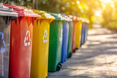 Colorful Recycling Bins for Waste Sorting and Management