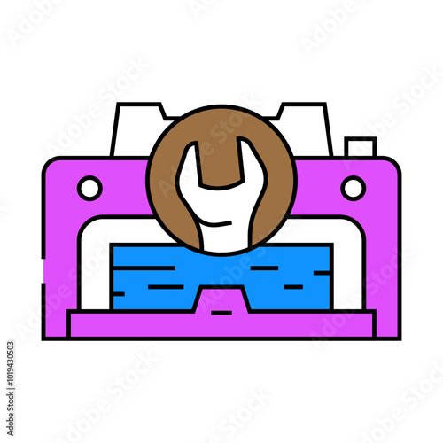 printer fixing repair computer line icon vector. printer fixing repair computer sign. isolated symbol illustration