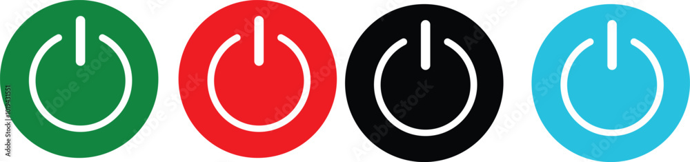 three boards with red and white balls power button icon three boards with red and white balls power button icon