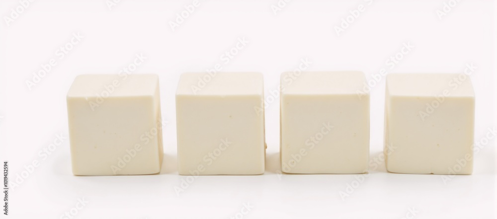 Obraz premium White-background photograph featuring isolated tofu cubes