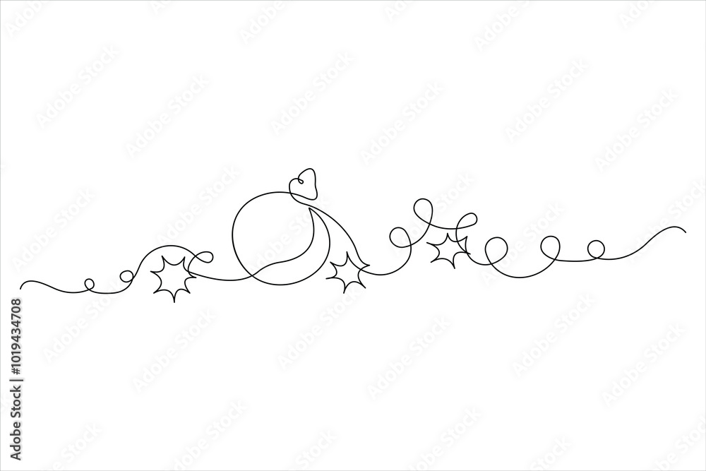 Merry Christmas decoration continuous one line art drawing of vector Merry Christmas decoration continuous one line art drawing of vector