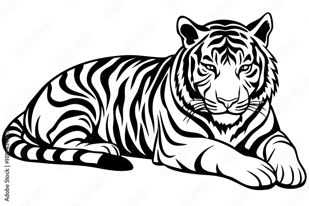 Fototapeta premium Cute tiger tired and sleeping vector art illustration