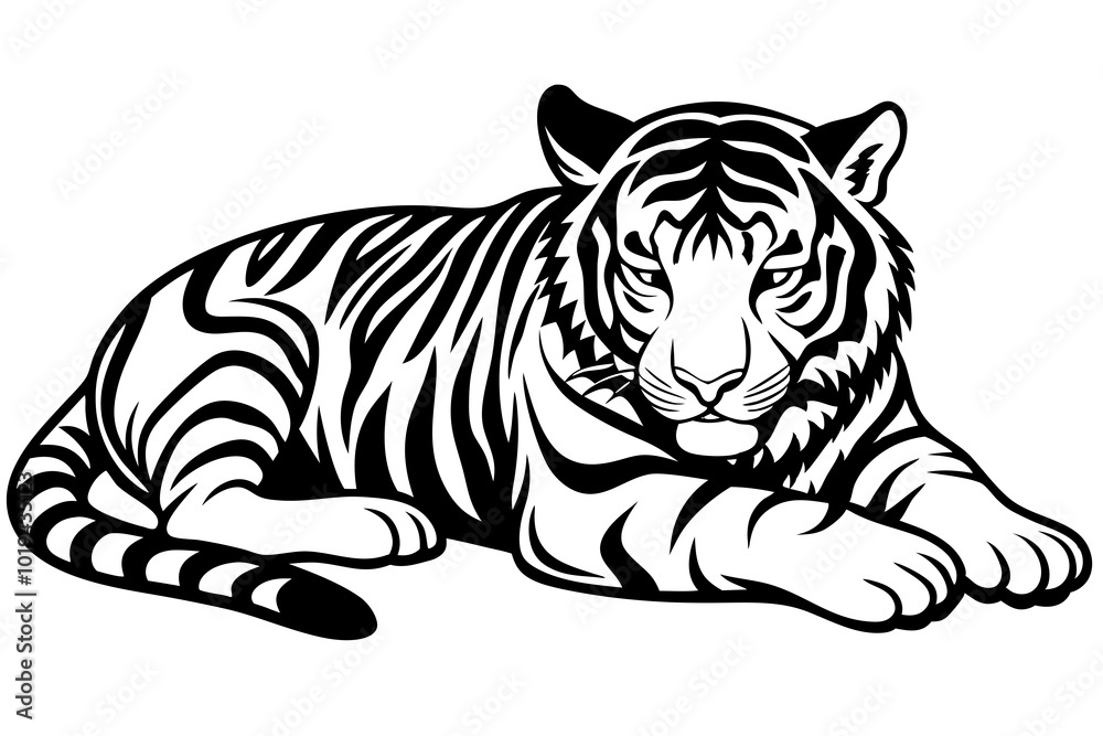 Obraz premium Cute tiger tired and sleeping vector art illustration