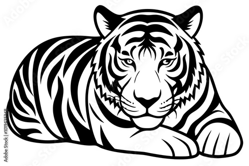 Cute tiger tired and sleeping vector art illustration photo