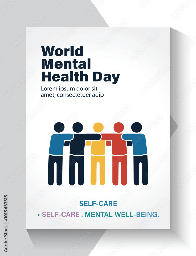 World Mental Health Day vector design template good for celebration usage. World Mental Health Day design. Green ribbon design. flat design