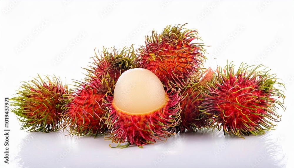 Rambutan on white background. Rambutan Fruit Isolated. Rambutan on white background. Rambutan Fruit Isolated.