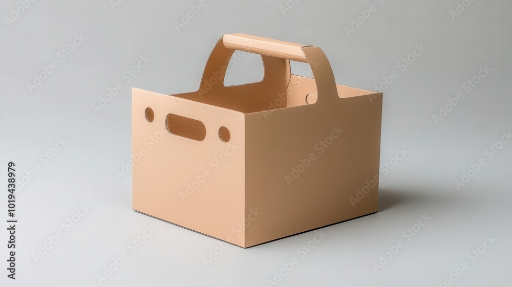 Unprinted offset box with easy-grip handles, designed for carrying heavy items comfortably easy-grip handles, unmarked packaging Unprinted offset box with easy-grip handles, designed for carrying heavy items comfortably easy-grip handles, unmarked packaging