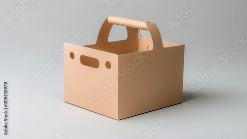 Unprinted offset box with easy-grip handles, designed for carrying heavy items comfortably   easy-grip handles, unmarked packaging photo