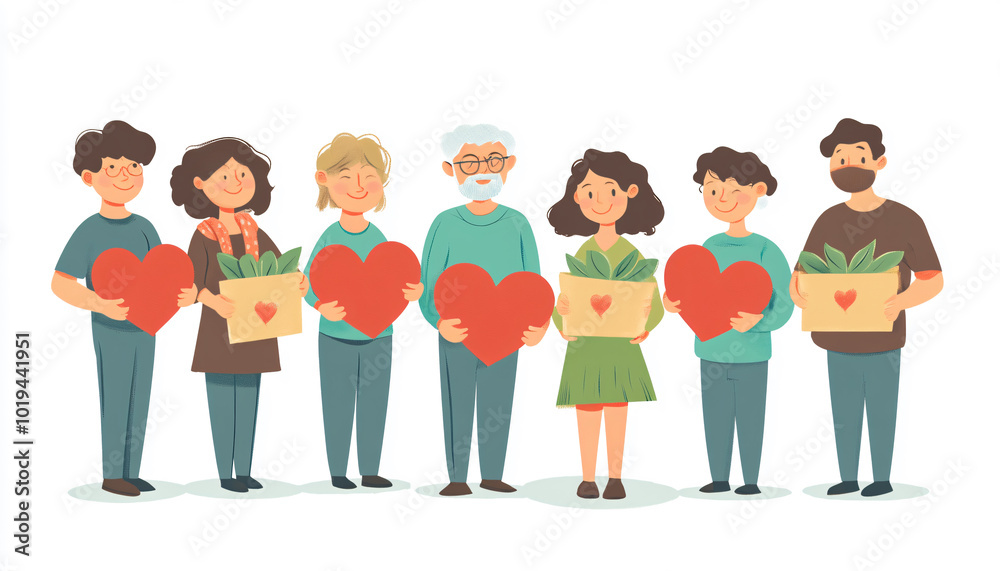 Obraz premium People helping others in small acts of kindness, emphasizing community bonds