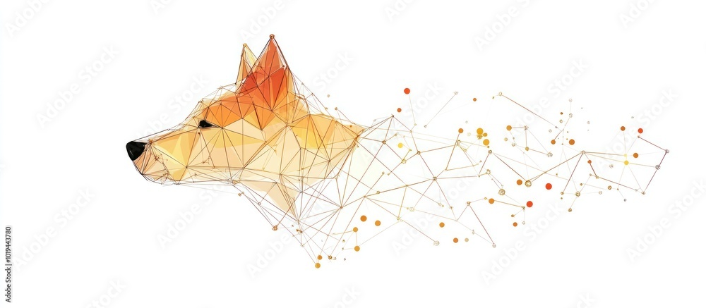 Naklejka premium dog origami on white background with an