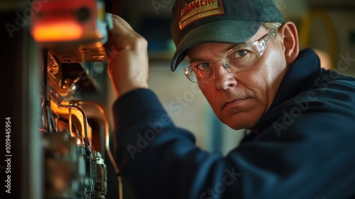 Wallpaper Mural Focused Mechanic Repairing Industrial Equipment Torontodigital.ca