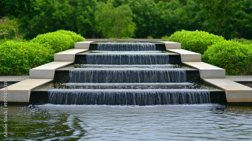 Cascading Water Feature in a Modern Garden Design Cascading Water Feature in a Modern Garden Design