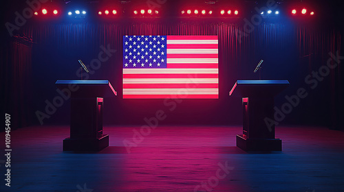 The podium in the US election television studio photo