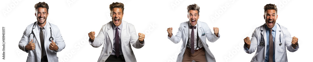 Happy Surprised Doctor on transparent background Happy Surprised Doctor on transparent background