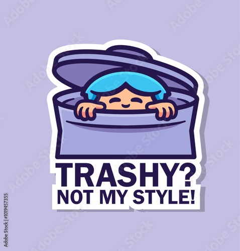 A man on a trash can Cartoon vector sticker