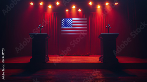 The podium in the US election television studio photo