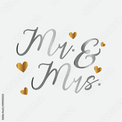 Mr and Mrs Gold and Silver Wedding Cuttable Design