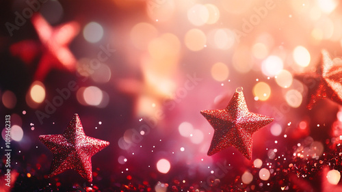 Beautifully shimmering red stars and festive lights create a magical Christmas Day ambiance