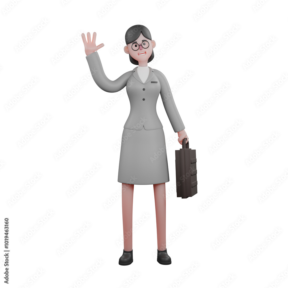 News Journalist Professional in 3D. A female journalist is standing while waving her hand and carrying a work suitcase. Male News Journalist Professional in 3D. A female journalist is standing while waving her hand and carrying a work suitcase. Male