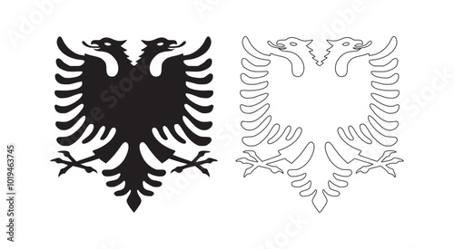 albania bird flag logo black white outline