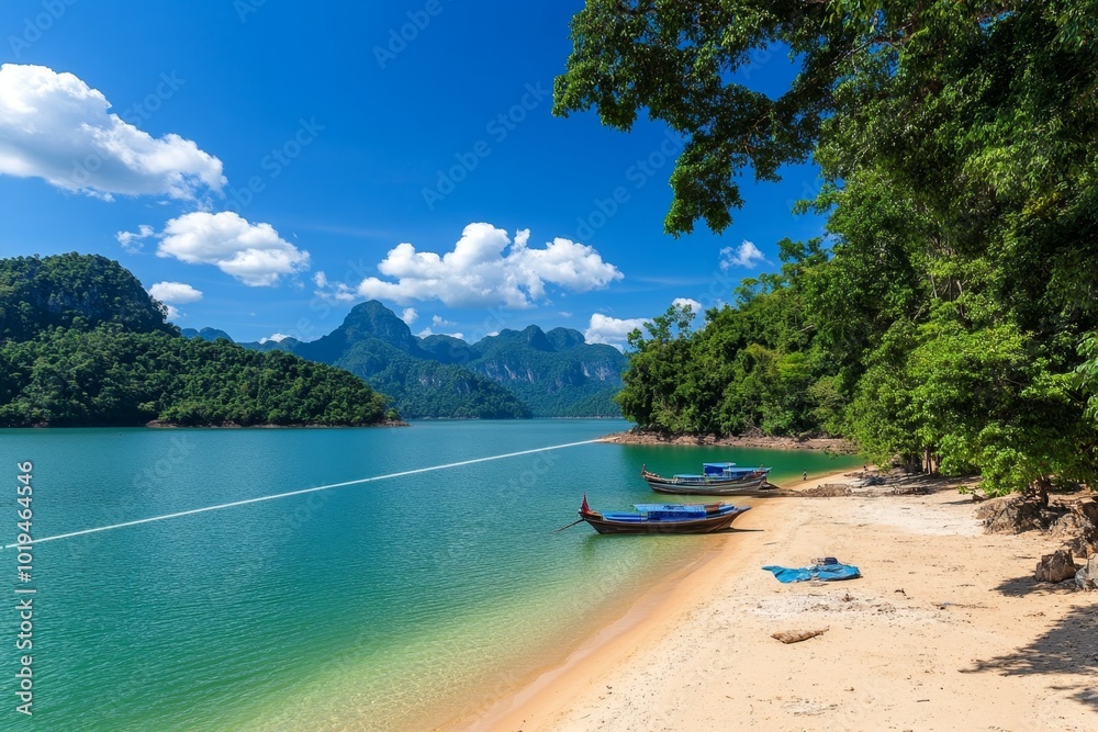 Fototapeta premium Minimalist depiction of the Golden Triangle border with simple lines representing the Mekong River dividing Thailand, Laos, and Myanmar