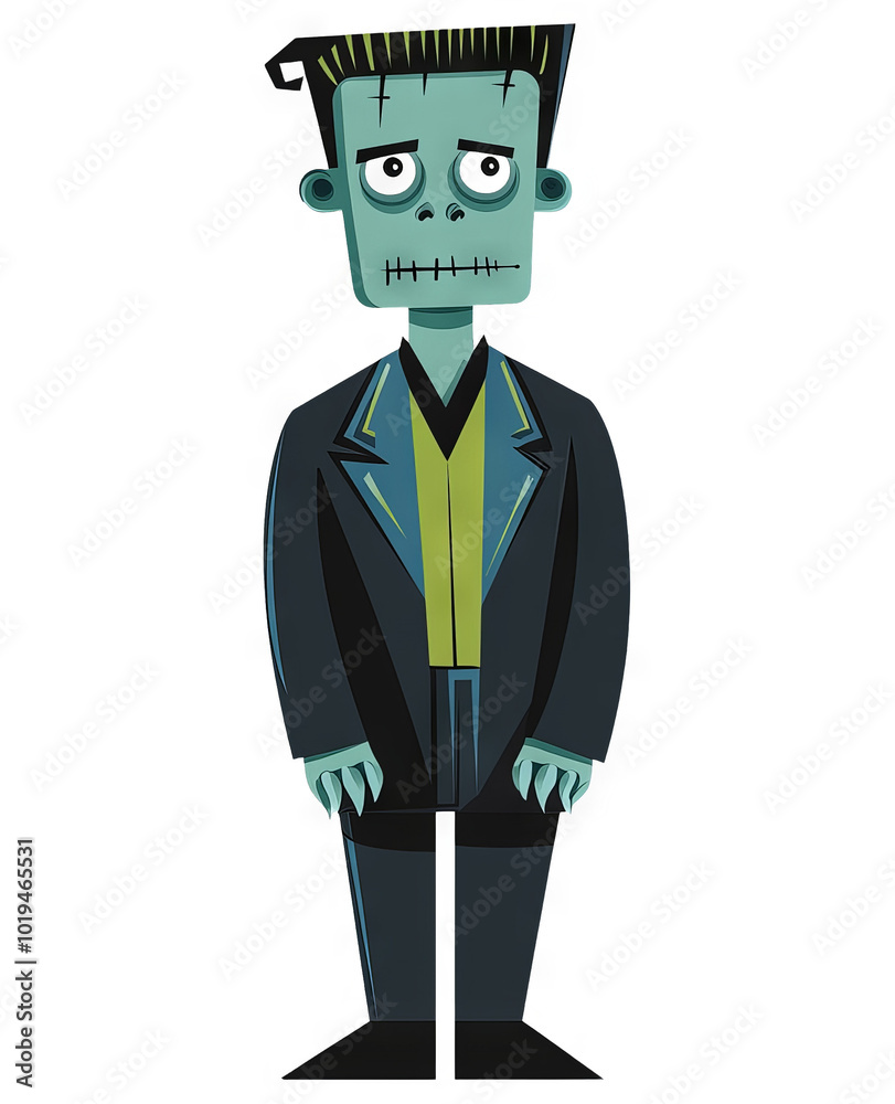 Frankenstein's Monster Cartoon Illustration on Clear Background for Halloween Designs and Overlays Frankenstein's Monster Cartoon Illustration on Clear Background for Halloween Designs and Overlays