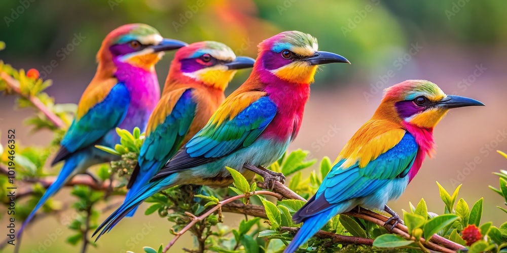 Obraz premium Vibrant African Birds in Their Natural Habitat Capturing the Beauty of Wildlife Diversity