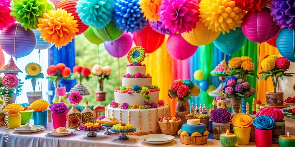 Fototapeta premium Vibrant and Colorful Feliz Cumpleaños Decorations for a Joyful Birthday Celebration Atmosphere