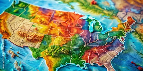 Vibrant and Colorful United States Map Illustration for Educational and Decorative Purposes