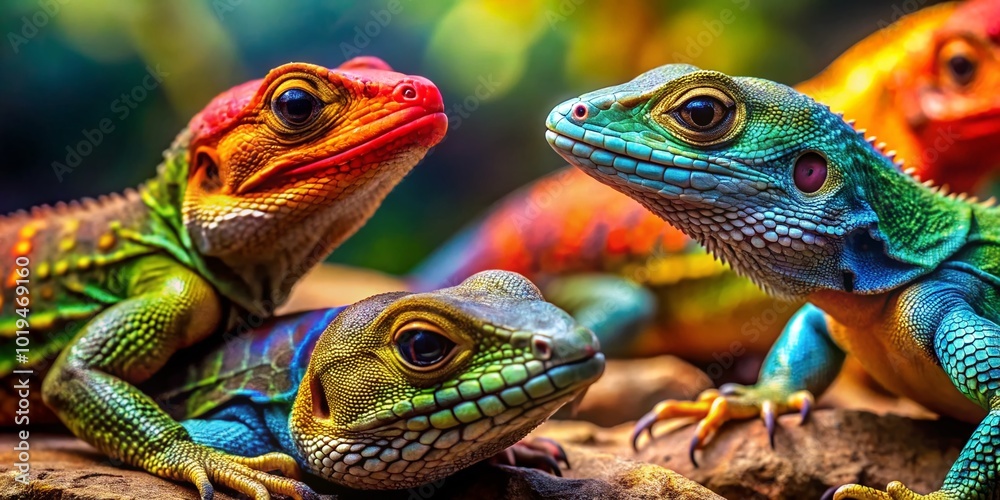 Obraz premium Vibrant and Diverse Big Types of Lizards in Their Natural Habitat Captured in Stunning Detail