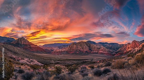 Sunset in Red Rock Canyon National Conservation Area, Nevada.