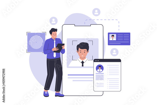 Know your customer or digital kyc concept illustration. Illustration for website, landing page, mobile app, poster and banner. Trendy flat vector illustration