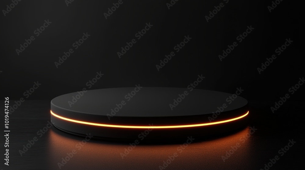 Sleek Matte Black Podium with Neon Edge Lighting Against a Dark Background for a High-Energy Presentation Atmosphere Sleek Matte Black Podium with Neon Edge Lighting Against a Dark Background for a High-Energy Presentation Atmosphere