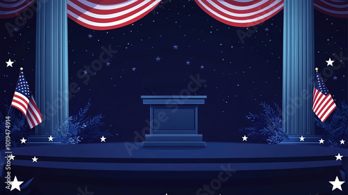 The podium in the US election television studio photo