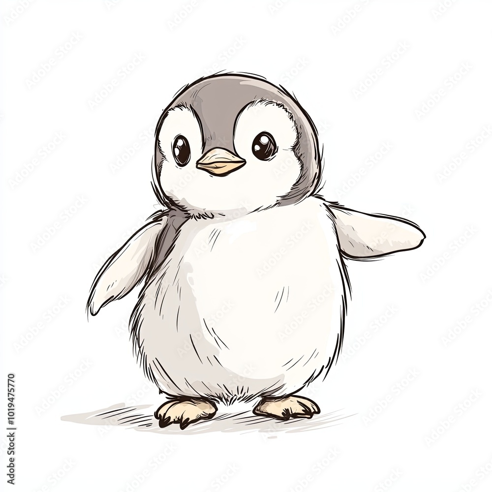 Cute cartoon penguin character with a cheerful expression Cute cartoon penguin character with a cheerful expression