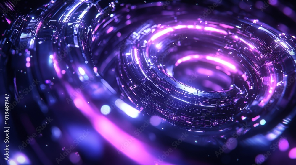 Abstract Purple and Blue Glowing Rings with a Dark Background Abstract Purple and Blue Glowing Rings with a Dark Background