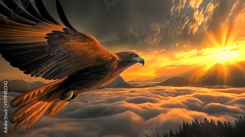 Eagle above the clouds