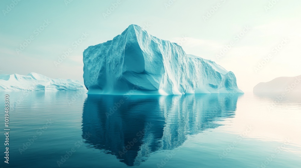 A Single Large Iceberg Floating in Calm Water A Single Large Iceberg Floating in Calm Water