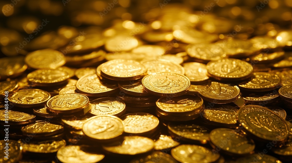 A Stunning Display of Glimmering Gold Coins and Wealth A Stunning Display of Glimmering Gold Coins and Wealth