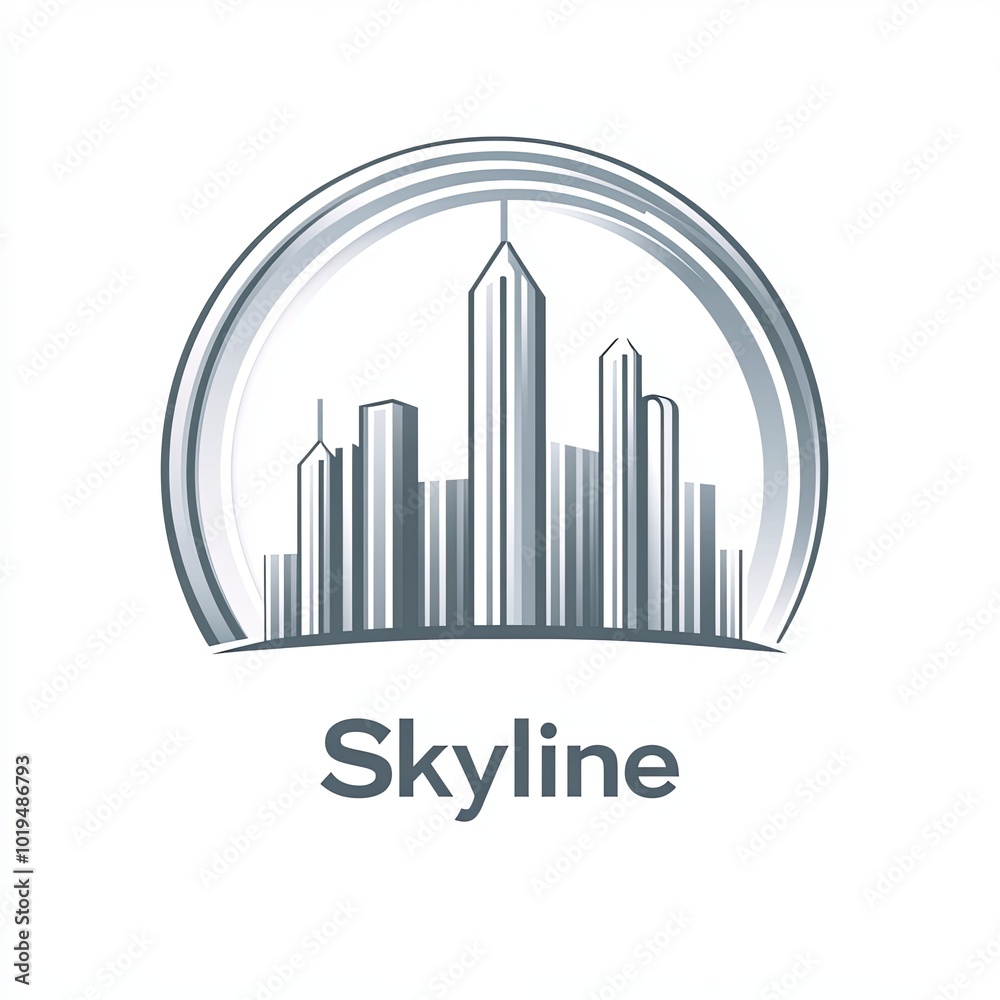 Modern skyline illustration in monochrome style