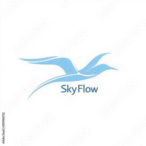 Elegant logo design for Sky Flow with bird motif