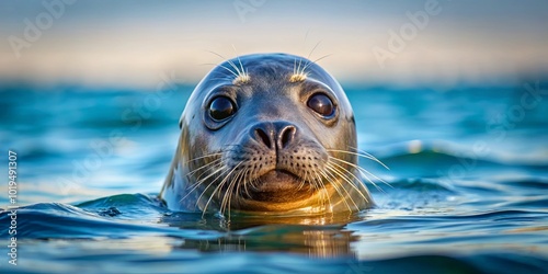 A Curious Seal Popping Up From the Water, Its Eyes Wide With Wonder and Its Whiskers Catching the Sunlight