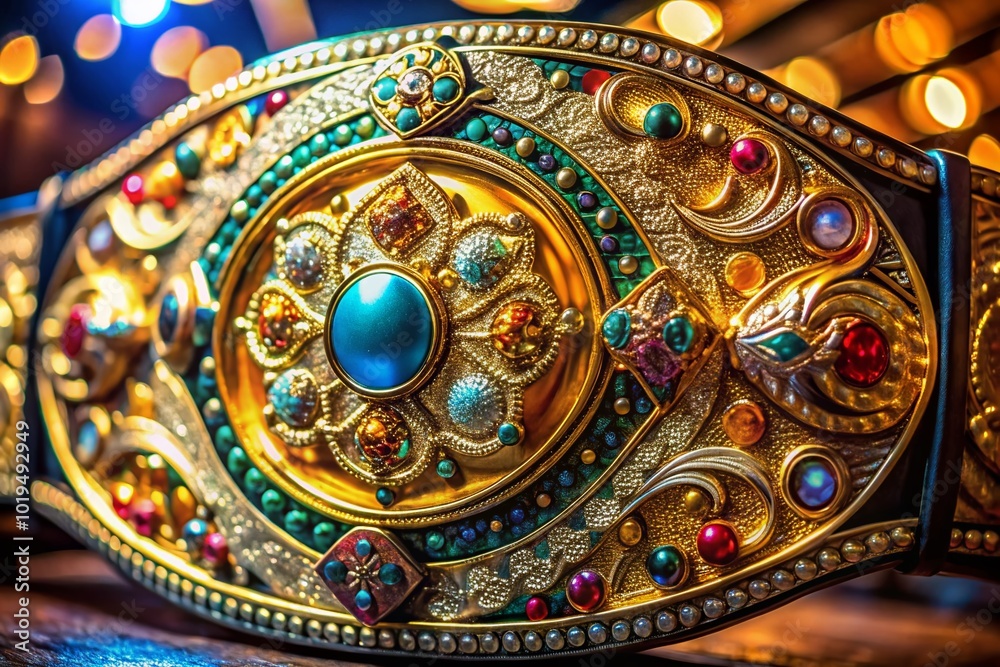 Obraz premium Vibrant image of a world championship belt showcasing intricate design and luxurious materials