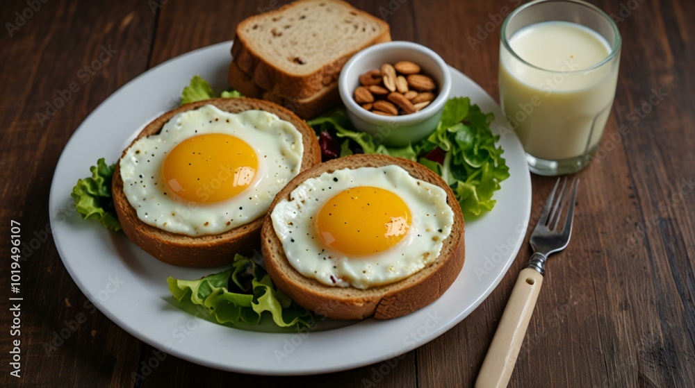 fried eggs with bacon and vegetables fried eggs with bacon and vegetables