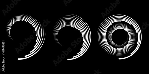 Wallpaper Mural Set of white abstract lines in spiral form. Round form. Geometric art. Trendy design element for frame, logo, tattoo, sign, symbol, web, social media, prints, posters, template, pattern, background Torontodigital.ca