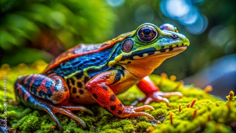 Obraz premium Vibrant Packan Frog in Natural Habitat Showcasing Unique Colors and Textures of Amphibian Life
