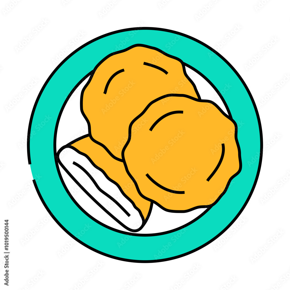 hotteok dessert korean cuisine line icon vector. hotteok dessert korean cuisine sign. isolated symbol illustration hotteok dessert korean cuisine line icon vector. hotteok dessert korean cuisine sign. isolated symbol illustration
